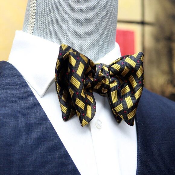 Men's Self-tied Bow Tie 100%Silk Big Butterfly Mustard Ornament S660 - Picture 14 of 14